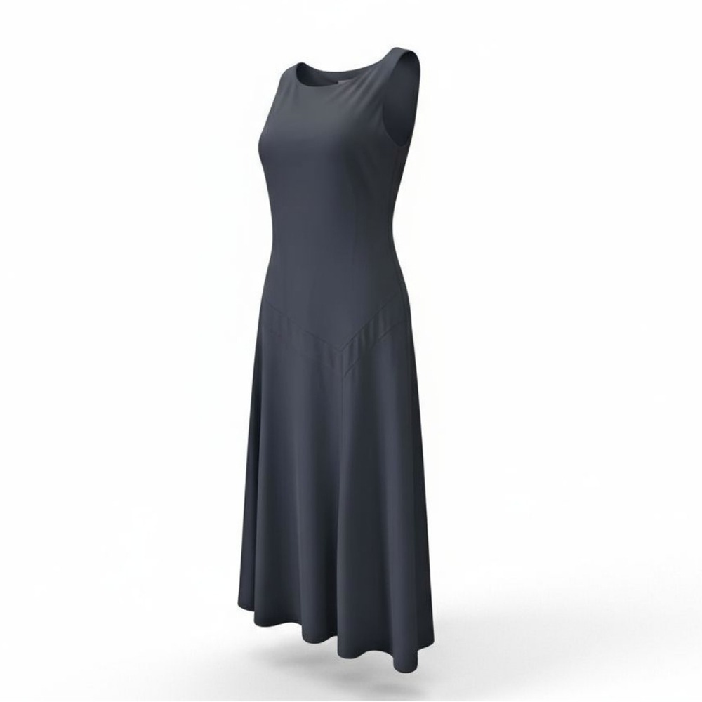Vintage‎ Ralph Lauren Black Drop Waist Midi Dress Minimalist Old Money